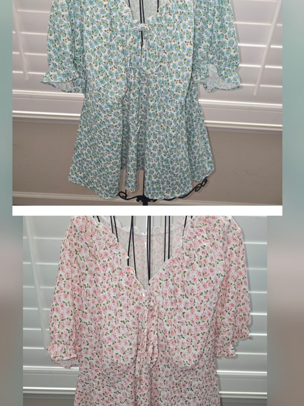 2 Womens Size 2X Floral Print Polyester Tops  Pink / Green